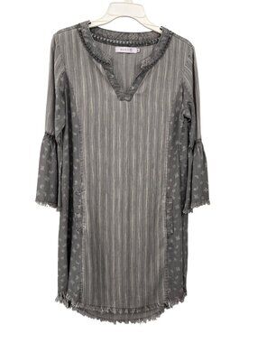 Billy T Boho Tunic Dress Striped Paisley Bell Sleeve XS Used